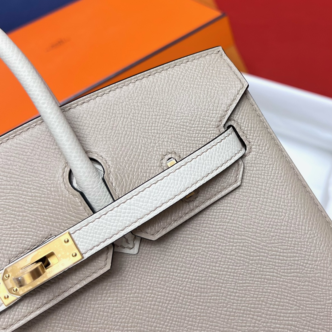 에르메스 버킨백25 화이트그레이 금장 앱송